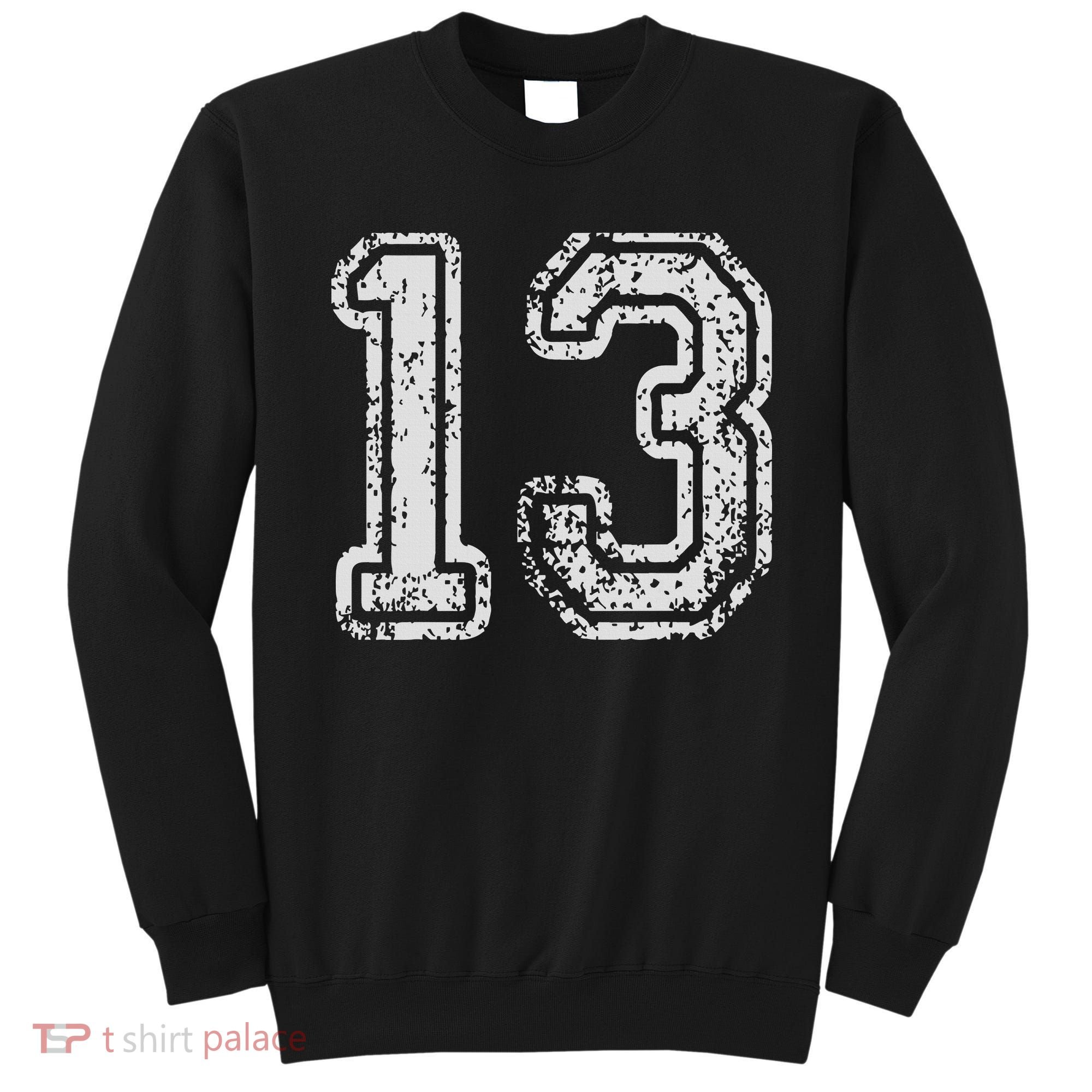 Team Jersey Uniforms Number 13 Thirteen School Sports Sweatshirt
