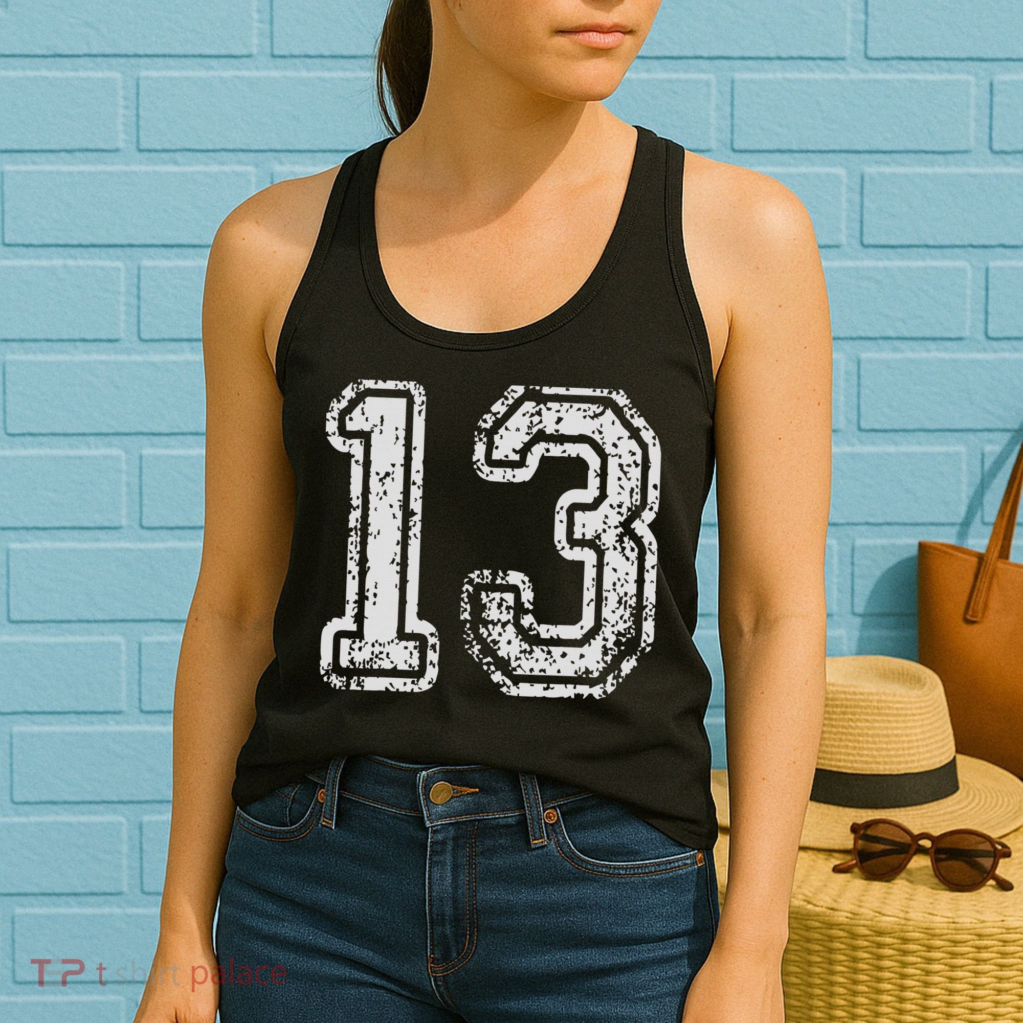 Team Jersey Uniforms Number 13 Thirteen School Sports Women's Tank Top