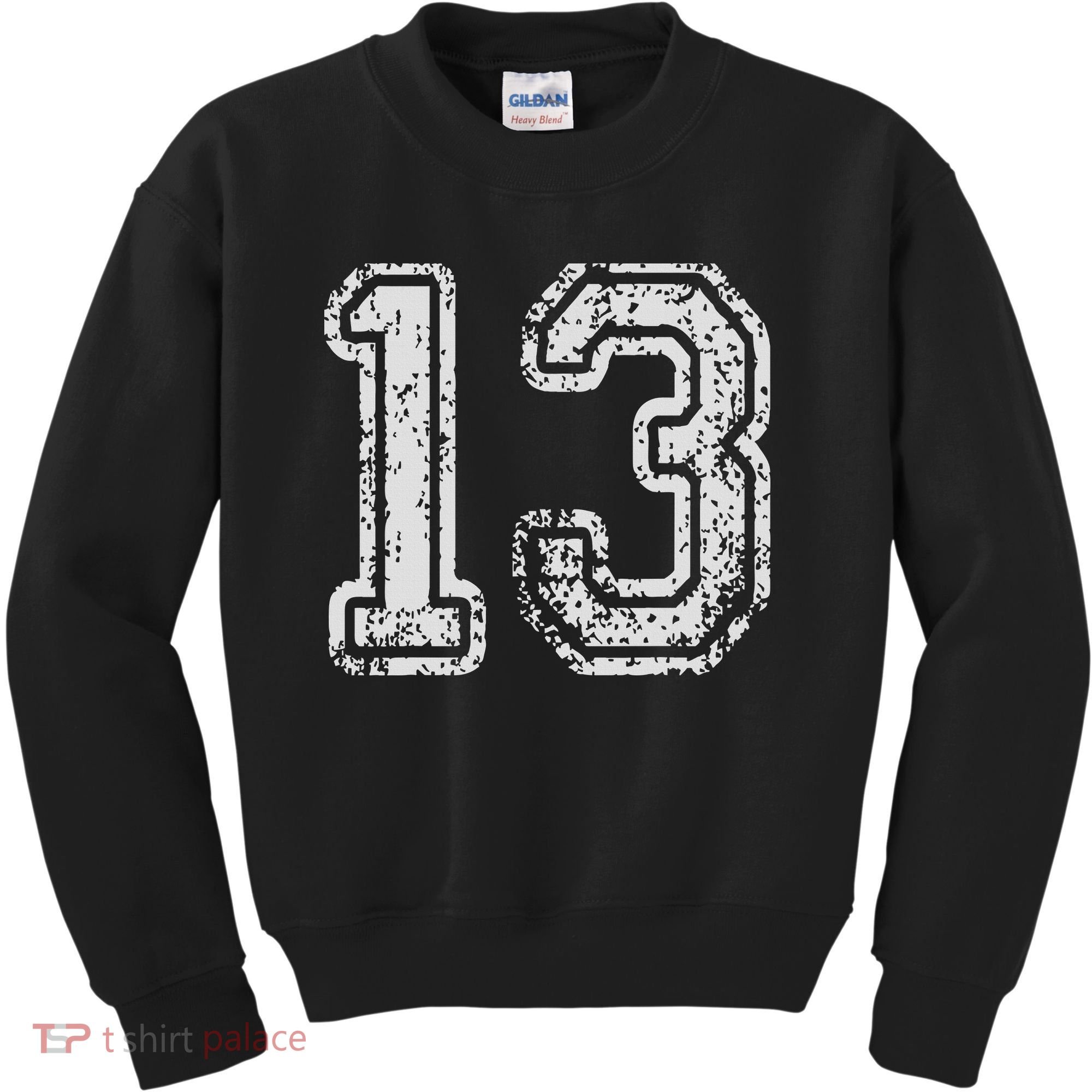 Team Jersey Uniforms Number 13 Thirteen School Sports Kids Sweatshirt