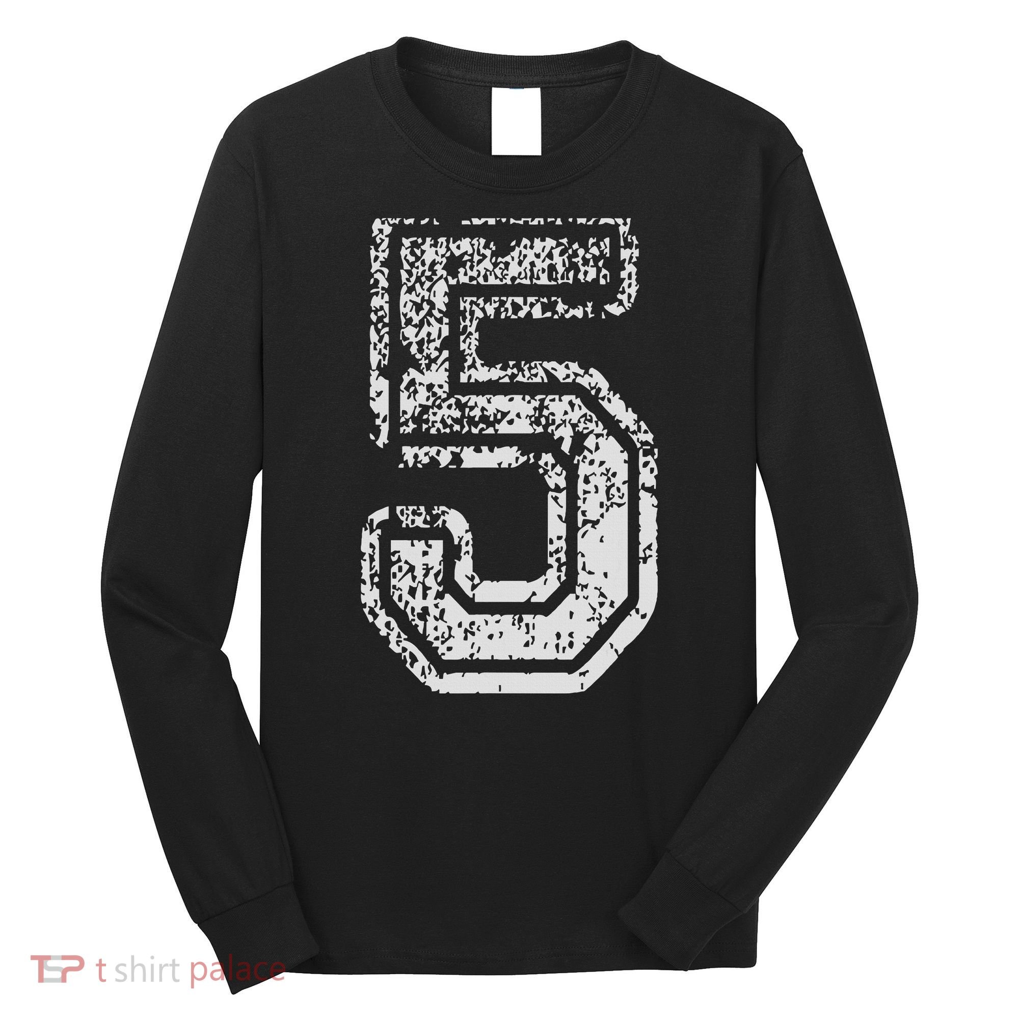 Team Jersey Uniforms Number 5 Five School Sports Birthdays Long Sleeve Shirt