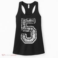 Team Jersey Uniforms Number 5 Five School Sports Birthdays Women's Tank Top thumb 0