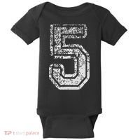 Team Jersey Uniforms Number 5 Five School Sports Birthdays Baby Bodysuit thumb 0