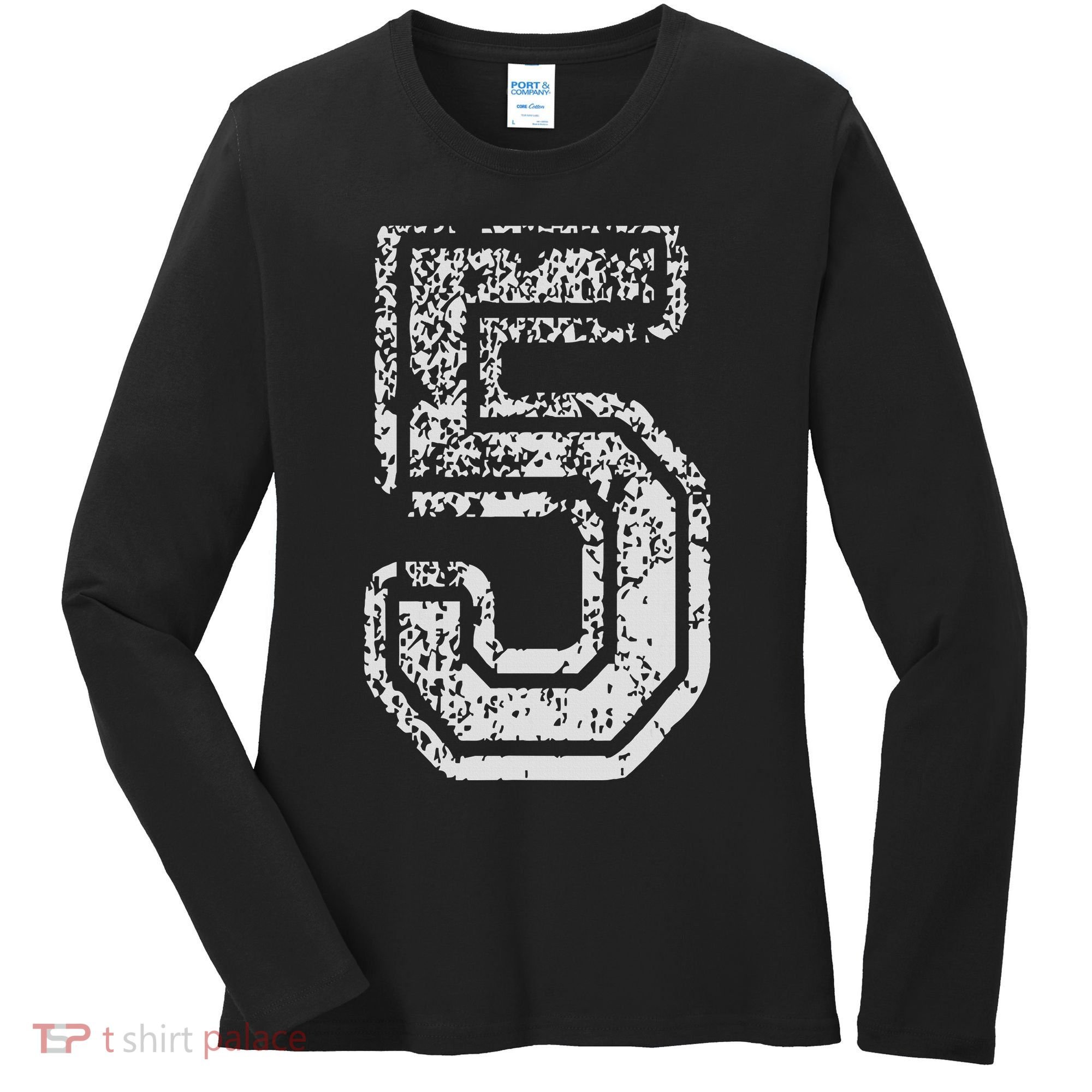 Team Jersey Uniforms Number 5 Five School Sports Birthdays Women's Long Sleeve Shirt