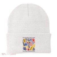 To Know God And Make Him Known Retro Flower Floral Beanie thumb 0