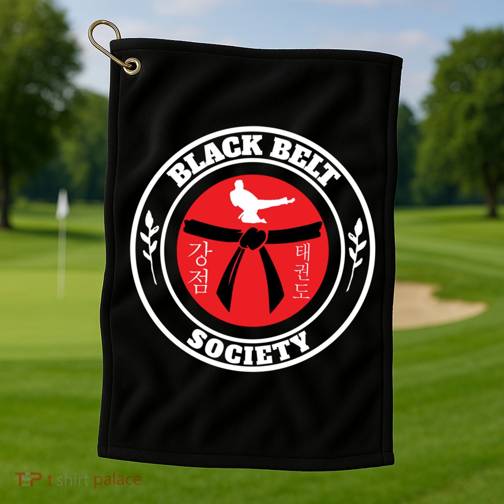 Tkd Korean Martial Arts Tae Kwon Do Fighter Black Belt Funny Gift Golf Towel