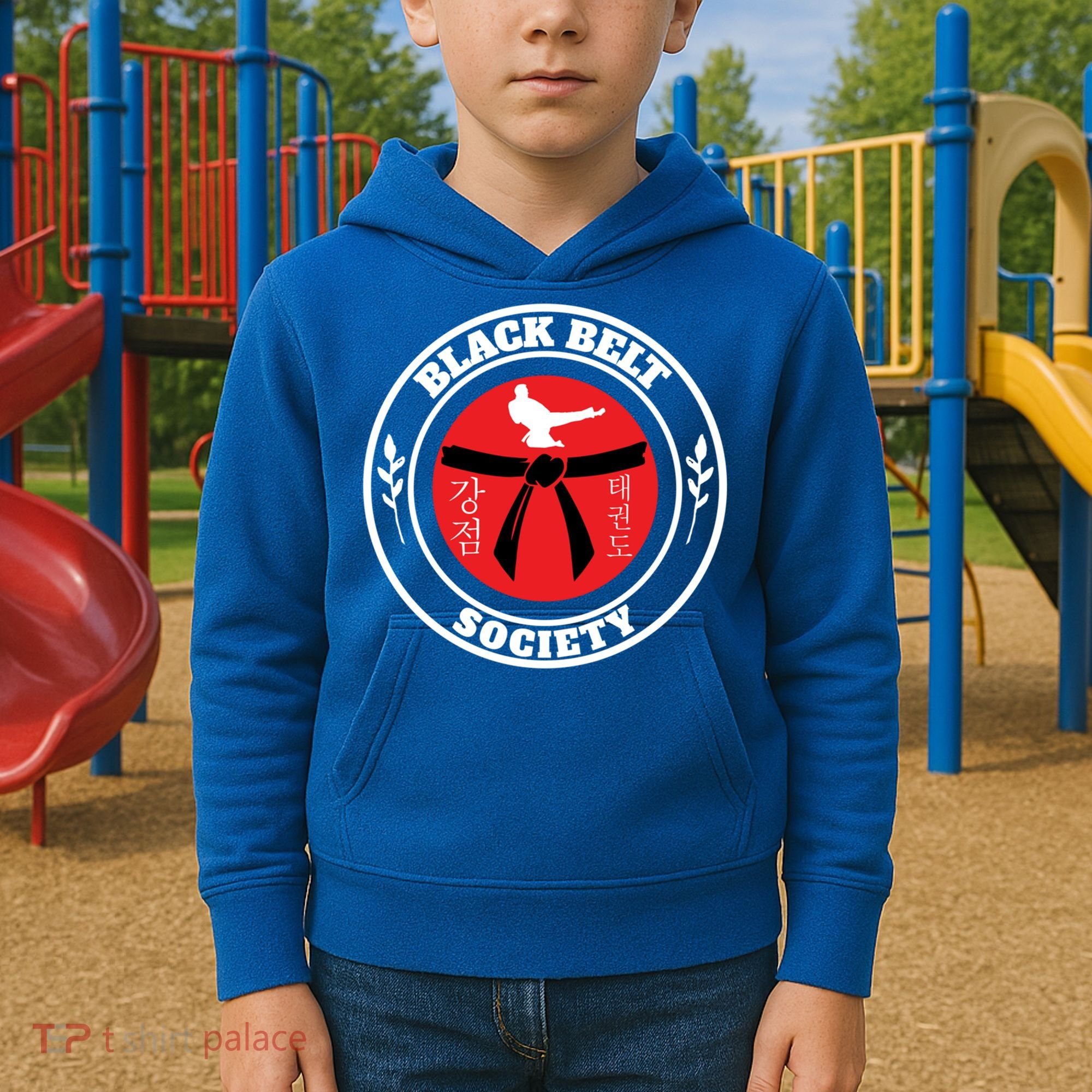 Tkd Korean Martial Arts Tae Kwon Do Fighter Black Belt Funny Gift Kids Hoodie