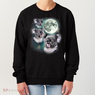 Three Koala Moon Cute Quirky Meme Howling Wildlife Koala Women's Sweatshirt