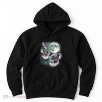 Three Koala Moon Cute Quirky Meme Howling Wildlife Koala Hoodie thumb 0