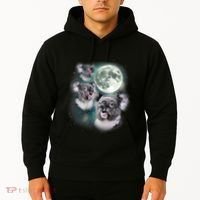 Three Koala Moon Cute Quirky Meme Howling Wildlife Koala Hoodie thumb 2