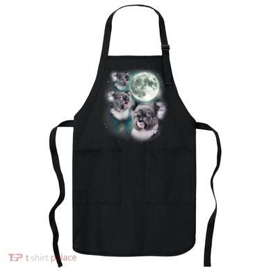 Three Koala Moon Cute Quirky Meme Howling Wildlife Koala Apron