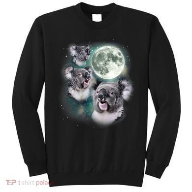 Three Koala Moon Cute Quirky Meme Howling Wildlife Koala Sweatshirt