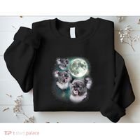 Three Koala Moon Cute Quirky Meme Howling Wildlife Koala Sweatshirt thumb 2