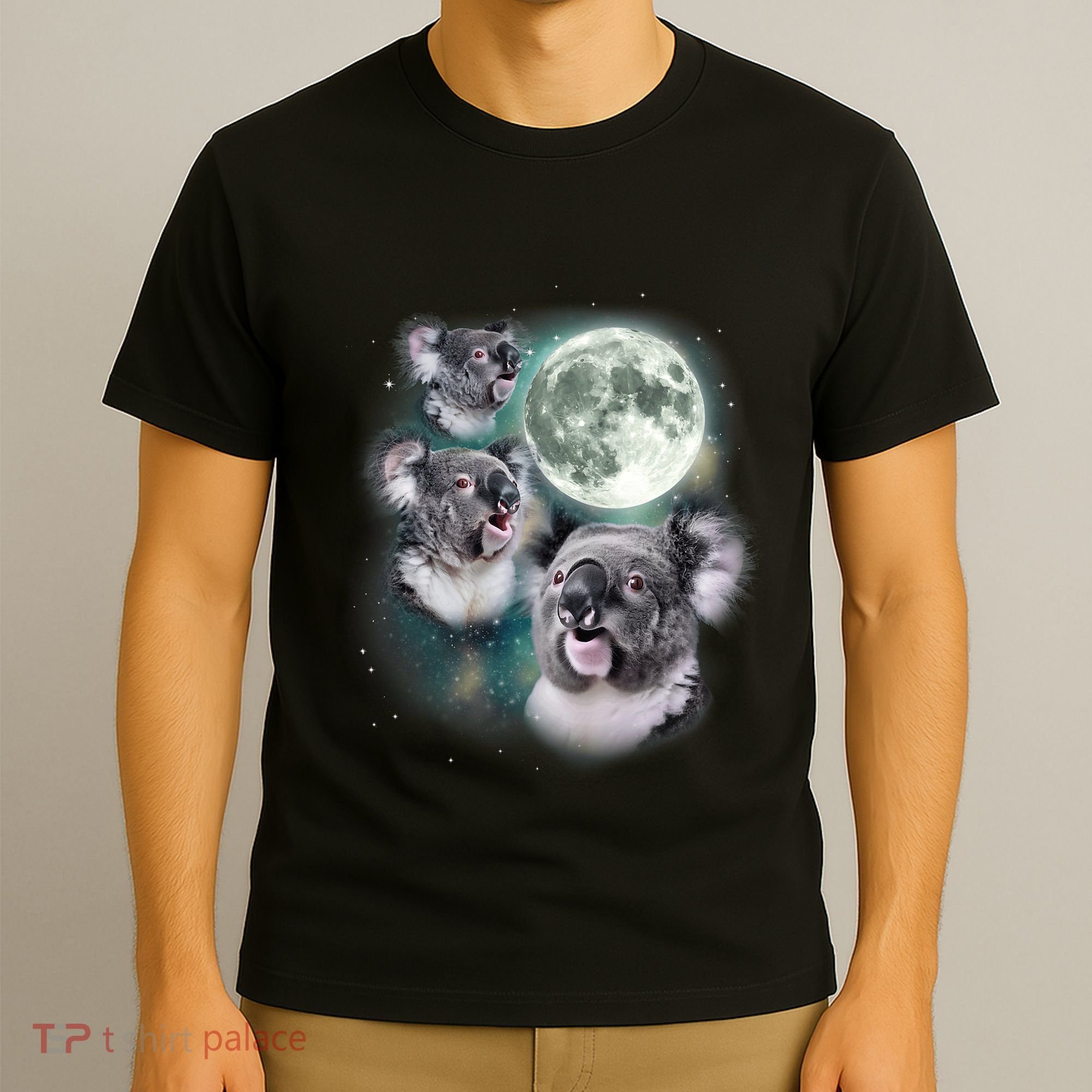 Three Koala Moon Cute Quirky Meme Howling Wildlife Koala T-Shirt