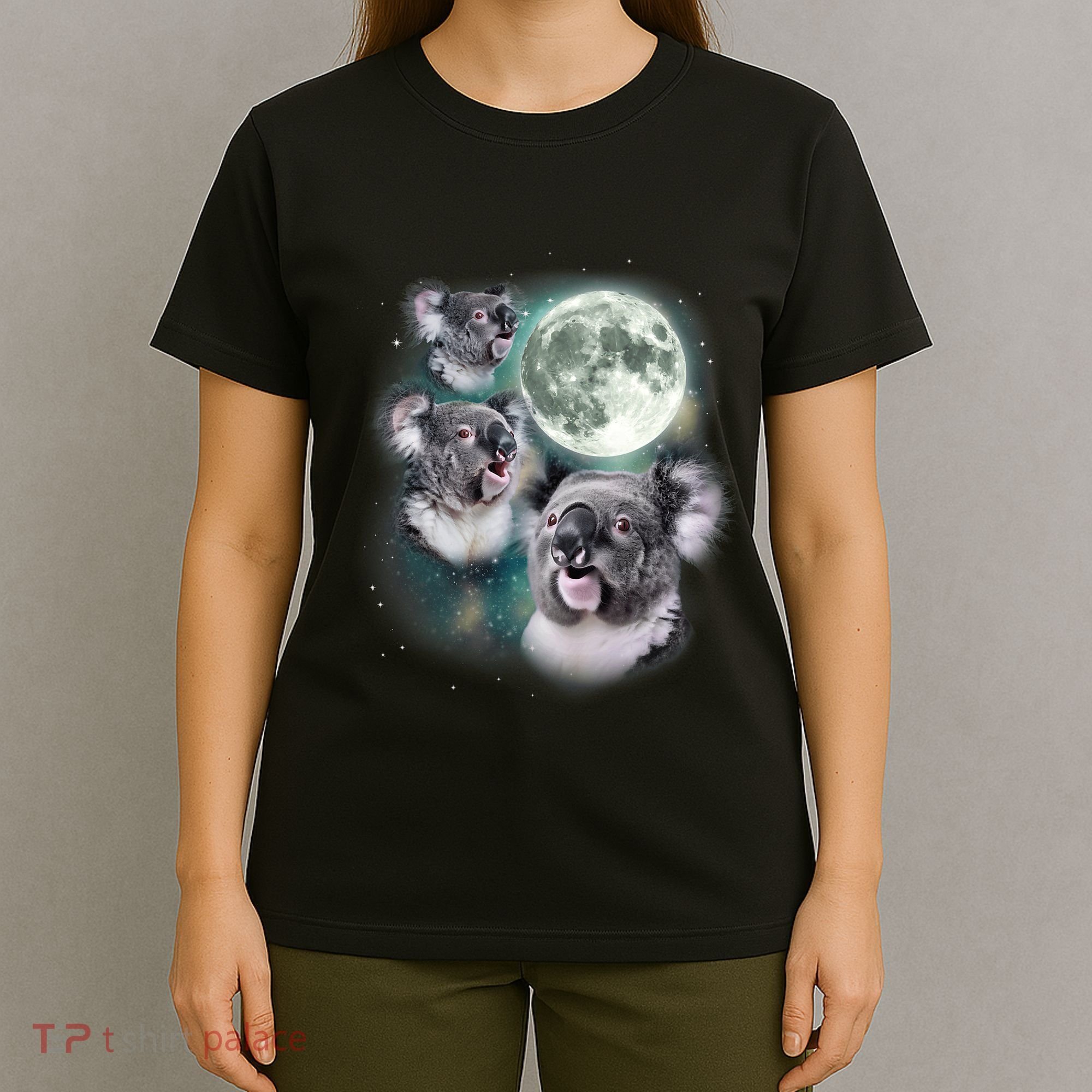 Three Koala Moon Cute Quirky Meme Howling Wildlife Koala T-Shirt