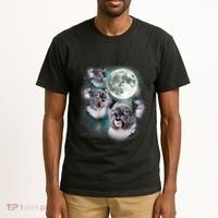 Three Koala Moon Cute Quirky Meme Howling Wildlife Koala Tall T-Shirt thumb 2