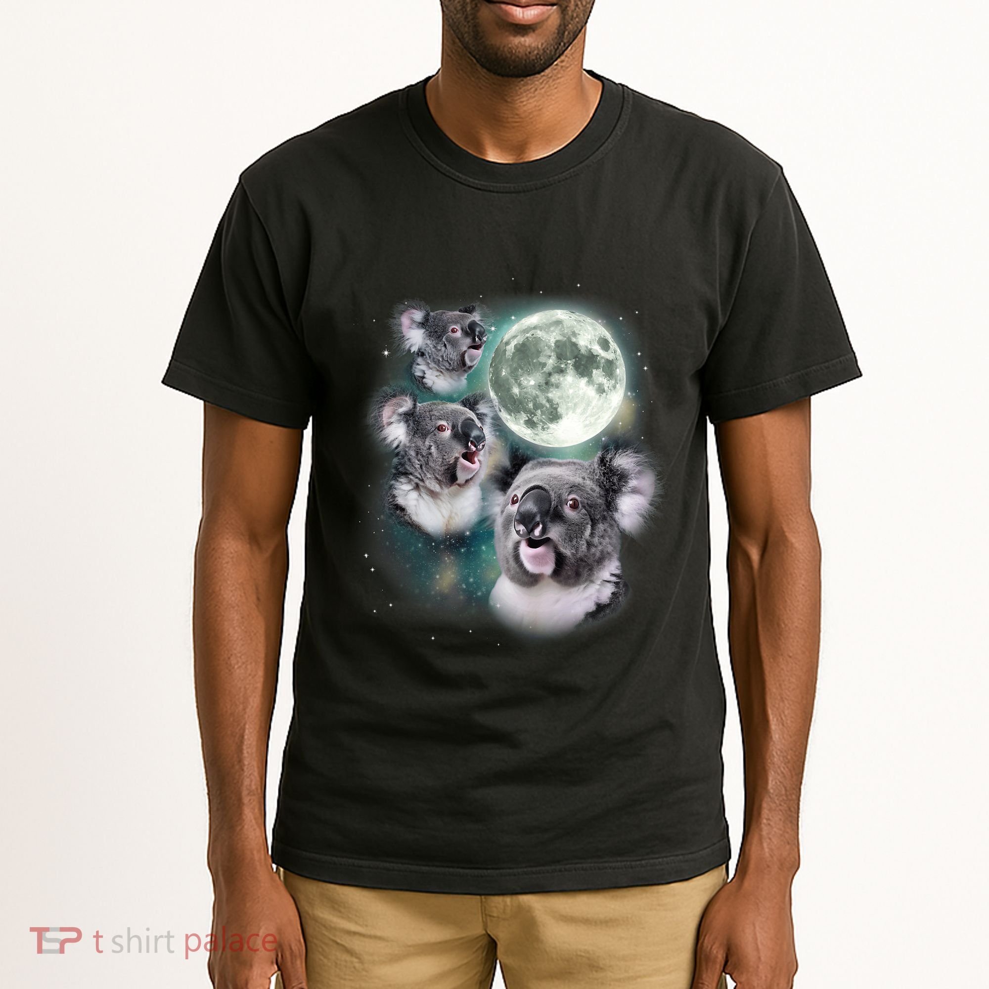 Three Koala Moon Cute Quirky Meme Howling Wildlife Koala Tall T-Shirt