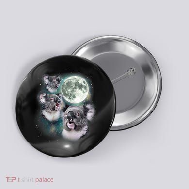 Three Koala Moon Cute Quirky Meme Howling Wildlife Koala Button