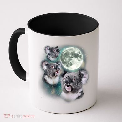 Three Koala Moon Cute Quirky Meme Howling Wildlife Koala Coffee Mug