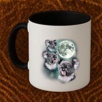 Three Koala Moon Cute Quirky Meme Howling Wildlife Koala Coffee Mug thumb 2