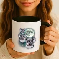 Three Koala Moon Cute Quirky Meme Howling Wildlife Koala Coffee Mug thumb 3