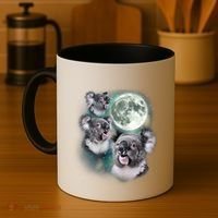 Three Koala Moon Cute Quirky Meme Howling Wildlife Koala Coffee Mug thumb 4