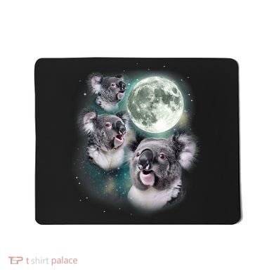 Three Koala Moon Cute Quirky Meme Howling Wildlife Koala Mousepad