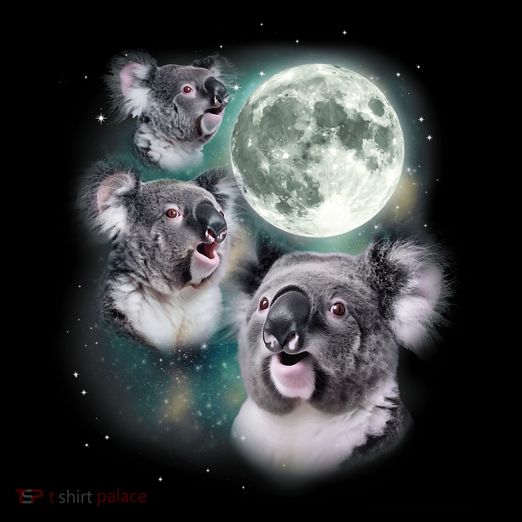 Three Koala Moon Cute Quirky Meme Howling Wildlife Koala Mousepad