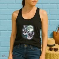 Three Koala Moon Cute Quirky Meme Howling Wildlife Koala Women's Tank Top thumb 2