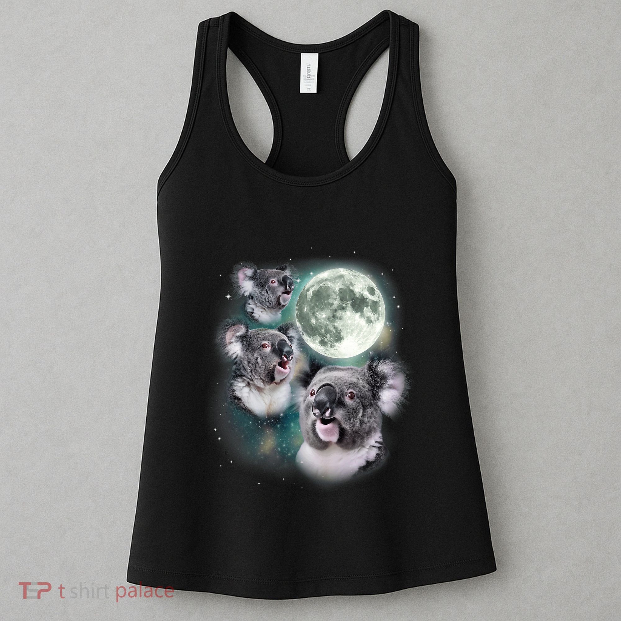 Three Koala Moon Cute Quirky Meme Howling Wildlife Koala Women's Tank Top