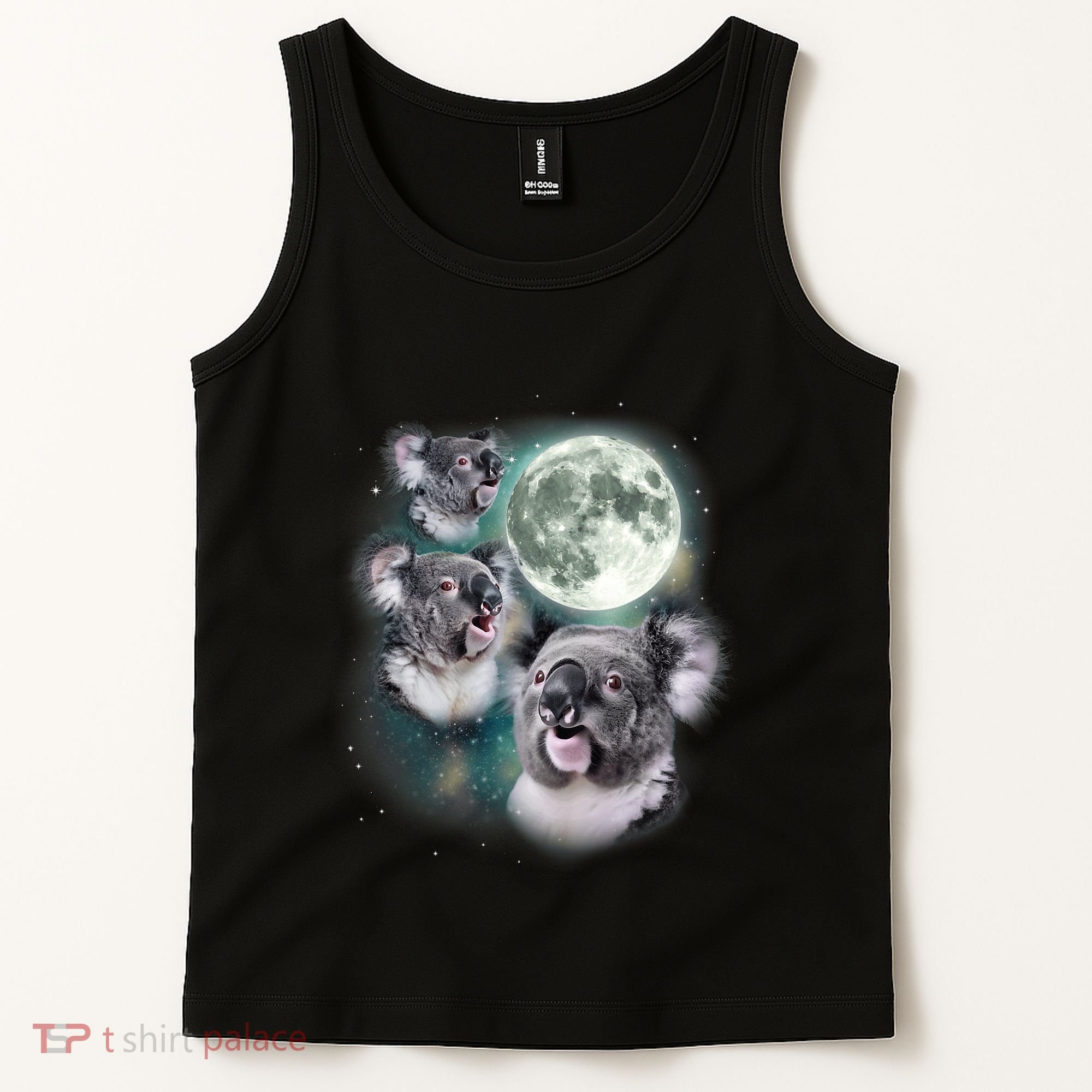 Three Koala Moon Cute Quirky Meme Howling Wildlife Koala Tank Top