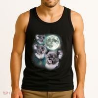 Three Koala Moon Cute Quirky Meme Howling Wildlife Koala Tank Top thumb 3