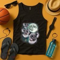 Three Koala Moon Cute Quirky Meme Howling Wildlife Koala Tank Top thumb 4