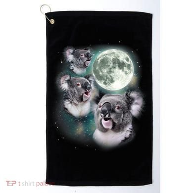 Three Koala Moon Cute Quirky Meme Howling Wildlife Koala Golf Towel