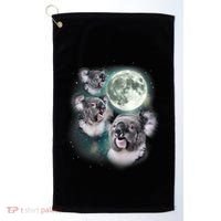 Three Koala Moon Cute Quirky Meme Howling Wildlife Koala Golf Towel thumb 0