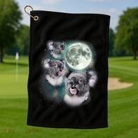 Three Koala Moon Cute Quirky Meme Howling Wildlife Koala Golf Towel thumb 1