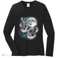 Three Koala Moon Cute Quirky Meme Howling Wildlife Koala Women's Long Sleeve Shirt thumb 0