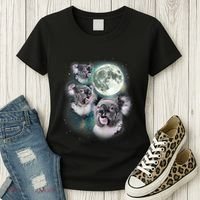 Three Koala Moon Cute Quirky Meme Howling Wildlife Koala Women's T-Shirt thumb 3