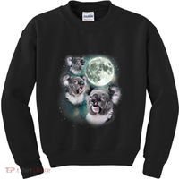 Three Koala Moon Cute Quirky Meme Howling Wildlife Koala Kids Sweatshirt thumb 0