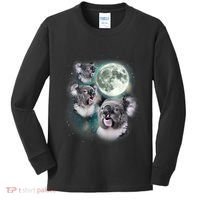Three Koala Moon Cute Quirky Meme Howling Wildlife Koala Kids Long Sleeve Shirt thumb 0
