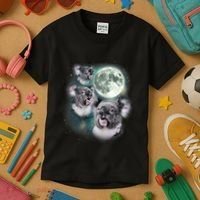 Three Koala Moon Cute Quirky Meme Howling Wildlife Koala Kids T-Shirt thumb 3