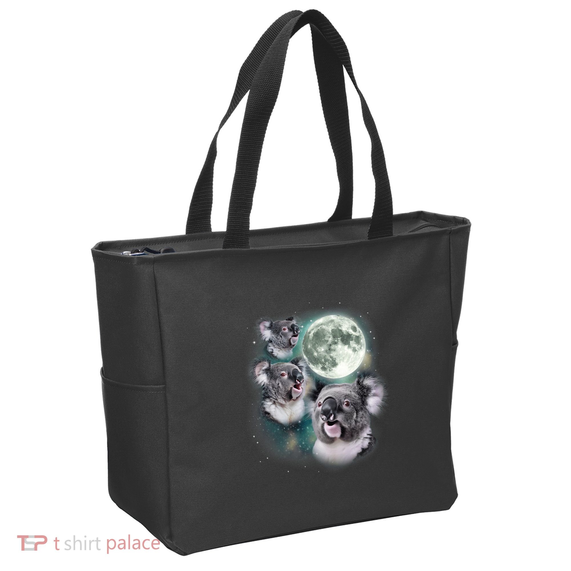 Three Koala Moon Cute Quirky Meme Howling Wildlife Koala Tote Bag