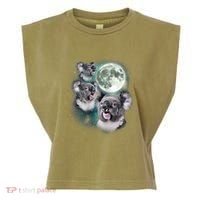 Three Koala Moon Cute Quirky Meme Howling Wildlife Koala Garment-Dyed Women's Muscle Tee thumb 0