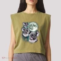 Three Koala Moon Cute Quirky Meme Howling Wildlife Koala Garment-Dyed Women's Muscle Tee thumb 2