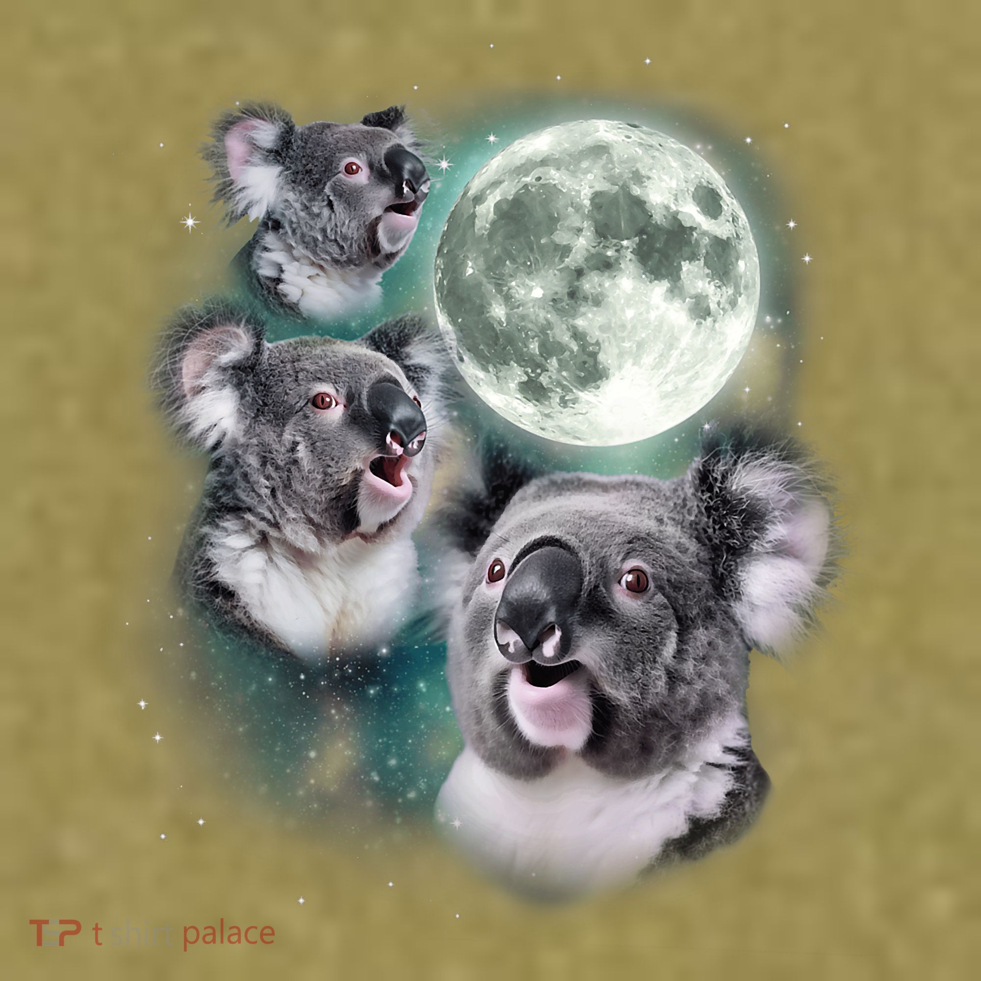 Three Koala Moon Cute Quirky Meme Howling Wildlife Koala Garment-Dyed Women's Muscle Tee