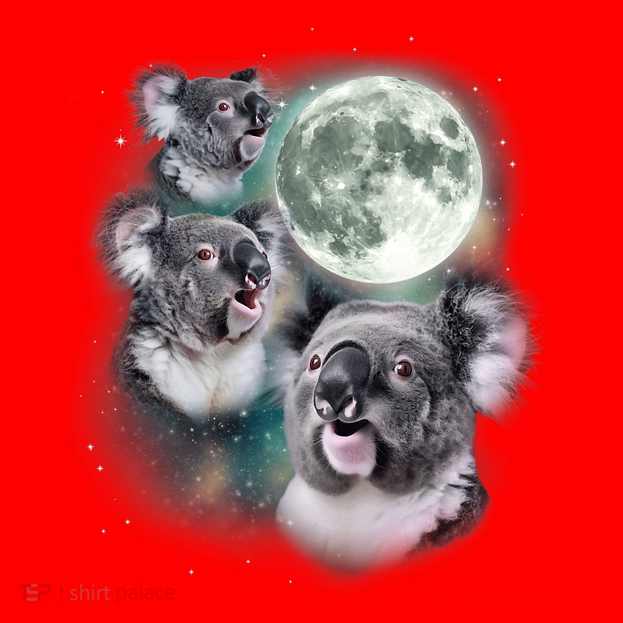 Three Koala Moon Cute Quirky Meme Howling Wildlife Koala Santa Hat