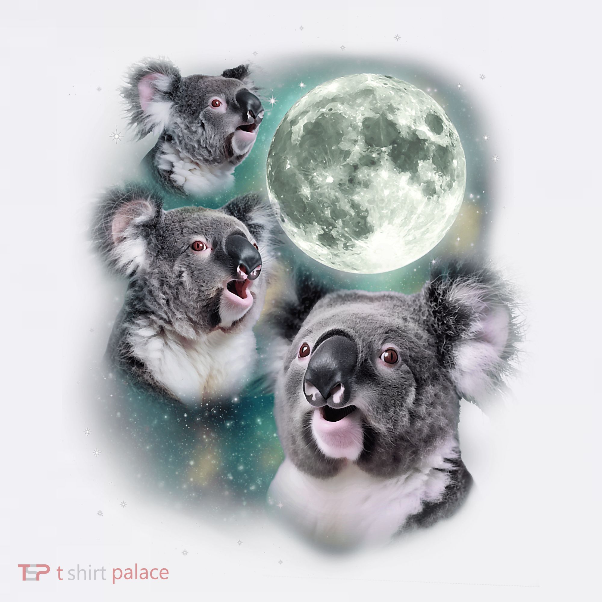 Three Koala Moon Cute Quirky Meme Howling Wildlife Koala Garment-Dyed Sweatshirt