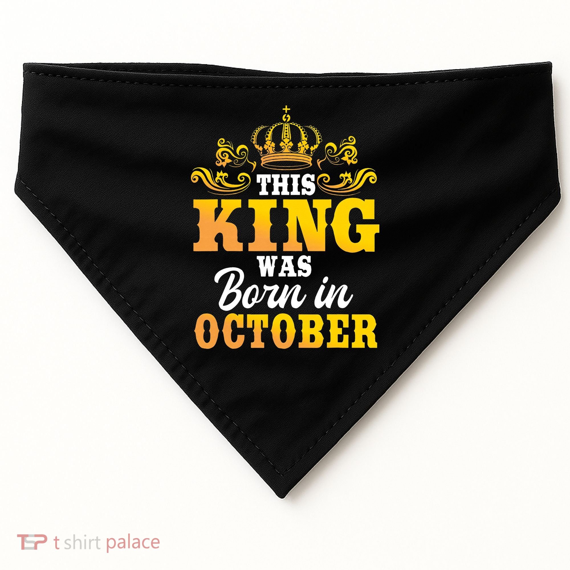 This King Was Born In October Birthday Party Celebration USA-Made Doggie Bandana