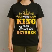 This King Was Born In October Birthday Party Celebration T-Shirt thumb 4
