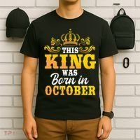This King Was Born In October Birthday Party Celebration T-Shirt thumb 6