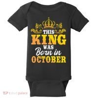 This King Was Born In October Birthday Party Celebration Baby Bodysuit thumb 0